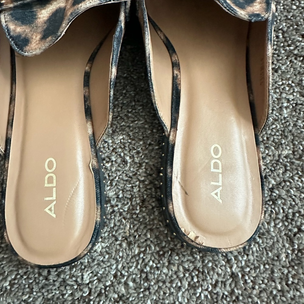 ALDO Leopard Print Studded Mules sz 8 - Picture 4 of 5